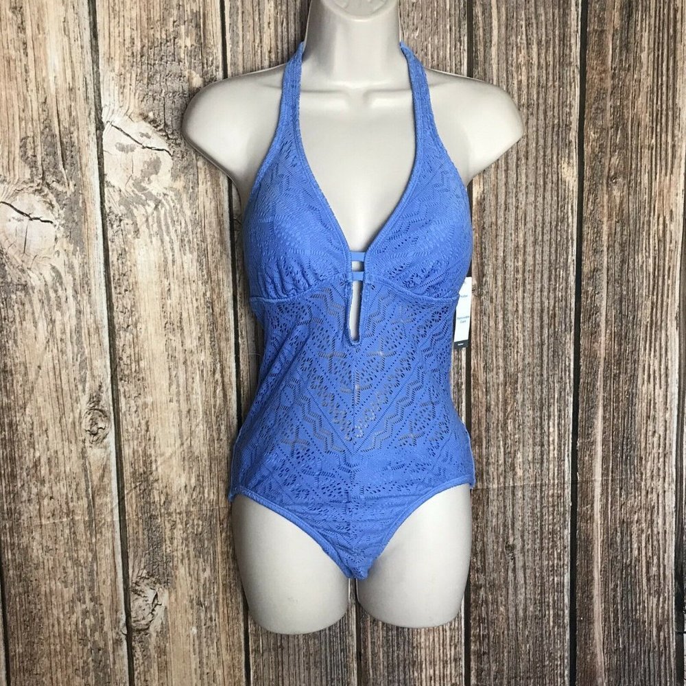 Time & Tru One Piece Swimsuit  Light Blue Sz S